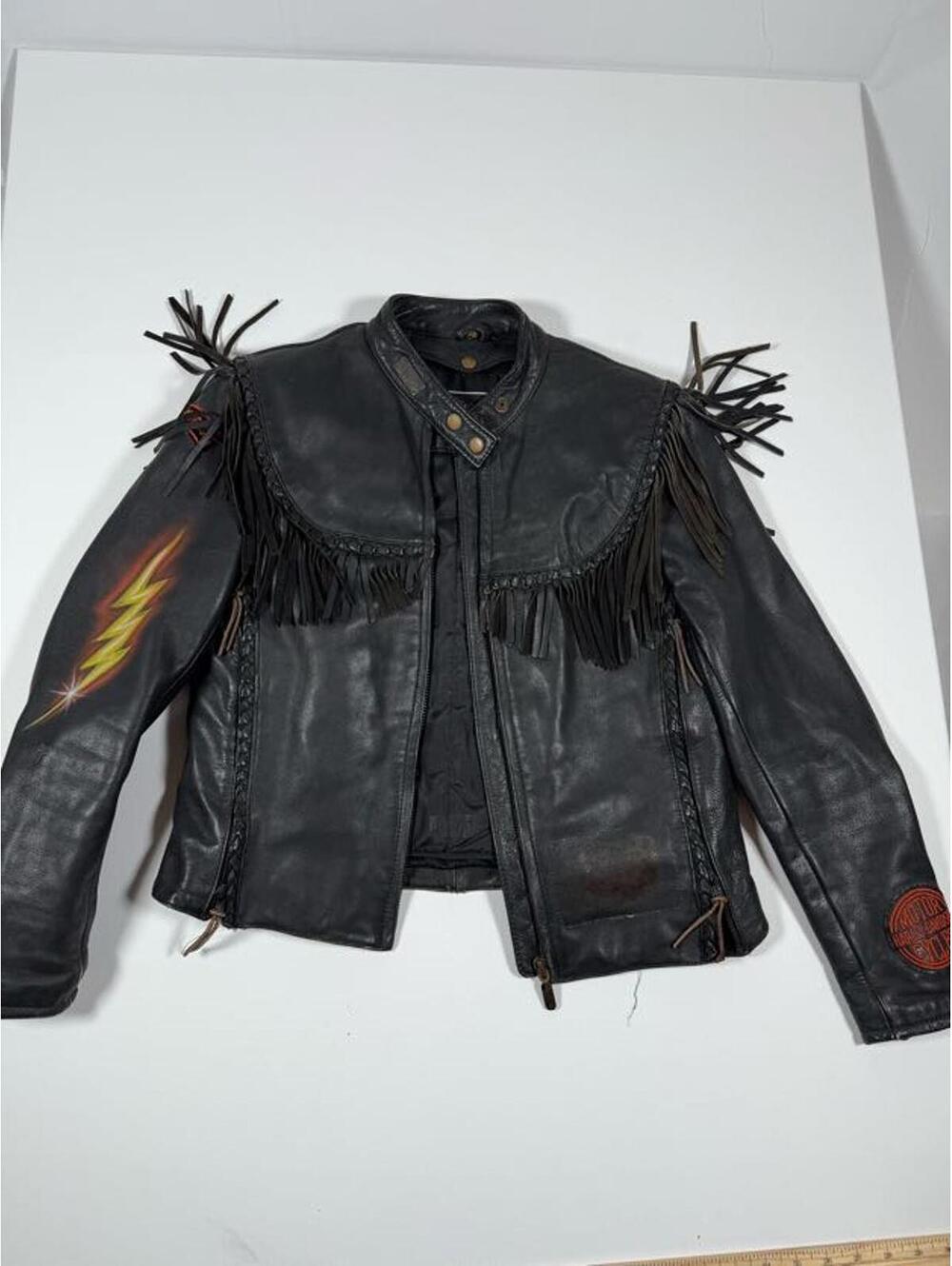 Willie G Harley-Davidson Black Leather Jacket with Fringe